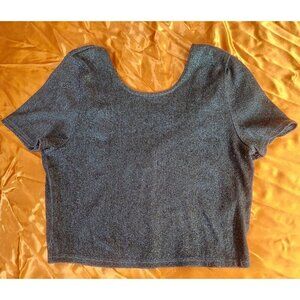 Top Shop Blue Sparkle Crop Top Womens Sz M Scoop Back Stretch P